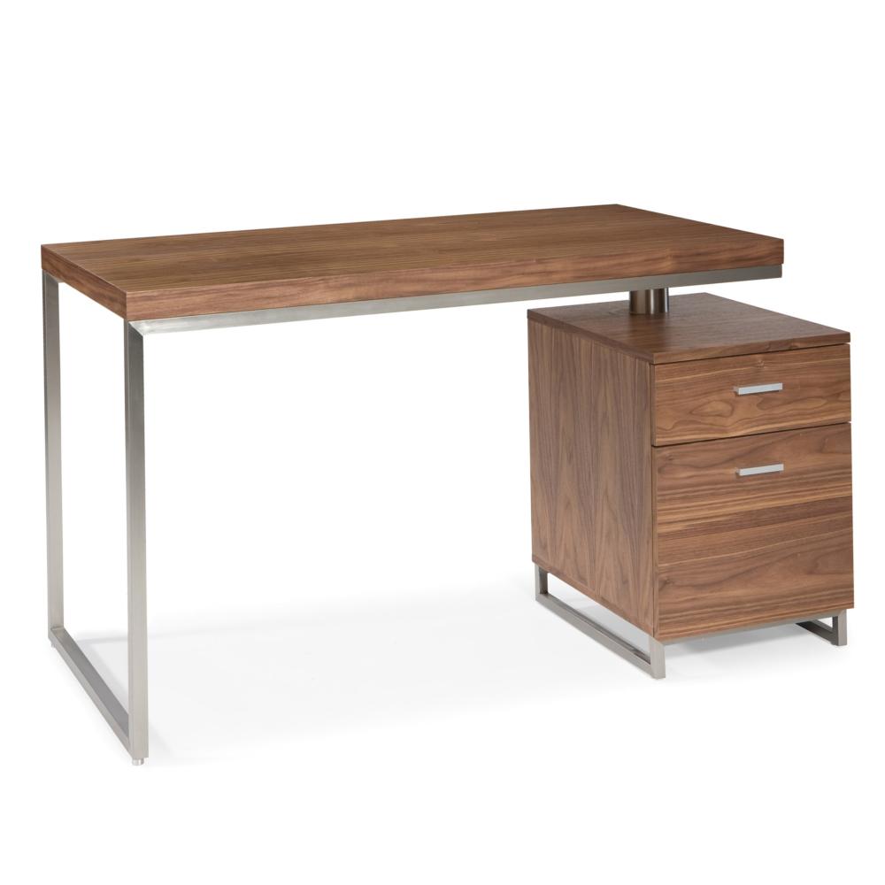 A unique design with a double-decker approach to the drawer unit, with a shiny steel leg & frame to top it off. 